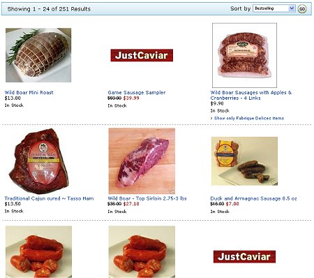 「イノシシ」で再検索。251種類ものイノシシの肉が登場。