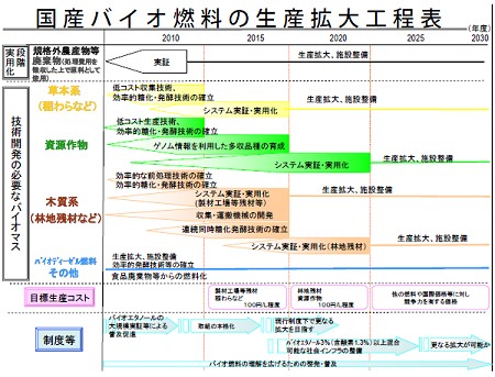 農林水産省発表リリースによるバイオエタノール生産拡大に関する中長期工程表