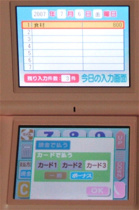 カード払いの入力もできる。