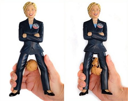 鋼鉄の女、クルミを微じんにする……というわけではないが。ヒラリー・クリントン女史のクルミ割り人形。