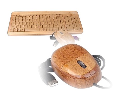USB接続の木製キーボードとマウス「Real Wood Keyboard and Optical Mouse Set」