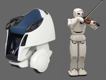 モビリティロボット(左)とバイオリンロボット(右)