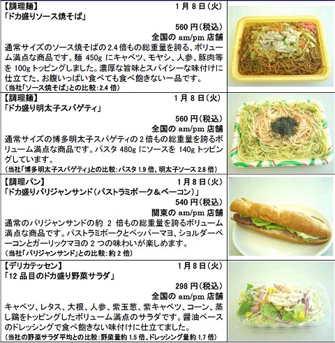 「ドカ盛り リターンズ」。この他に「温玉焼肉丼」「炒飯セット」「ハンバーグ焼肉」がある。