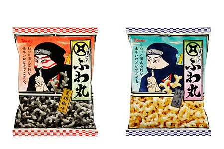 『忍者スナック　ふわ丸・塩味』『忍者スナック　ふわ丸・黒胡椒味』