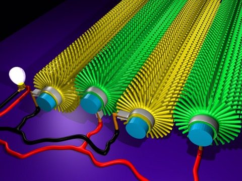 実際に配線したピエゾ素子による発電繊維のイメージ図