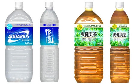 1.65Lスリムボトル(左はアクエリアス、右は爽健美茶)