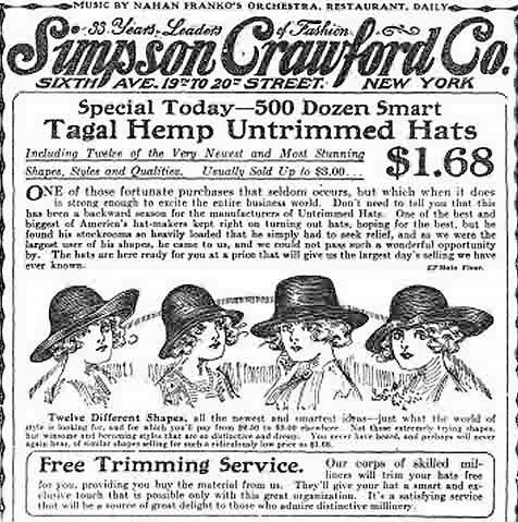 タイタニック号の記事が掲載されていた日の新聞に載っていた帽子の広告。当時はブームだったのだろうか、複数の「帽子広告」を見かけることができた。