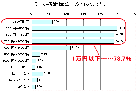 月に支払う携帯電話料金