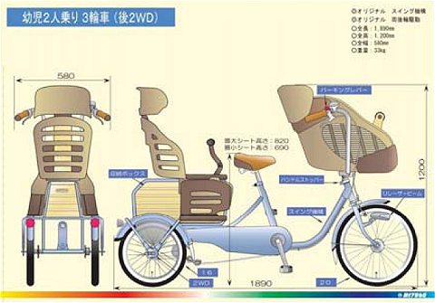 ブリヂストンサイクル(上)と宮田工業(下)の試作車