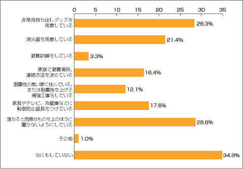 家庭における震災対策(複数回答)