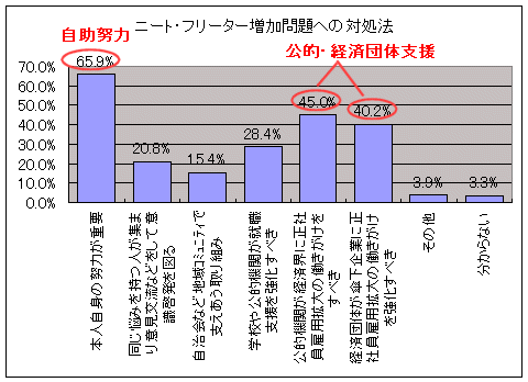 ニート･フリーター増加問題への対処法(複数回答)