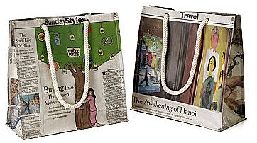 新聞紙リサイクル型エコバッグ「RECYCLED NEWSPAPER MARKET BAG」
