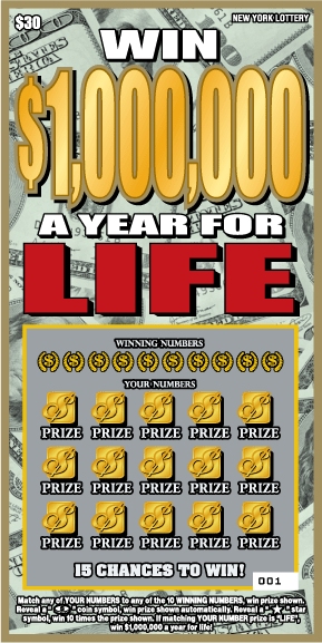 NEW YORK LOTTERY:WIN $1,000,000 A YEAR FOR LIFE