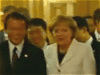 夕食会での麻生首相とメルケル首相イメージ