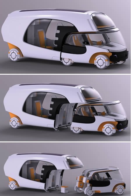 前方部分が取り外しが可能なキャンピングカー