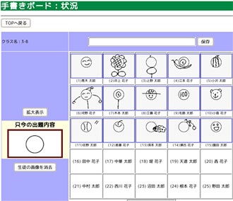 先生が提示した質問に対し、各生徒がどのような回答を示したのかを一覧で確認することができる。