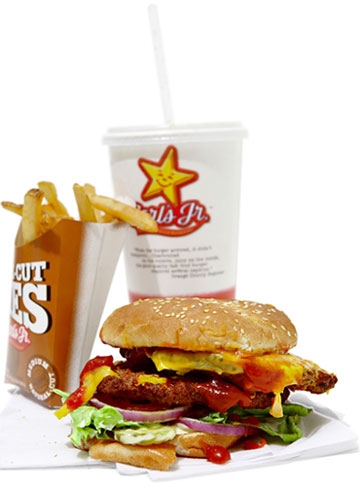 Carl’s Jr. Double Six Dollar Burger with Medium Natural Cut Fries and 32-oz Coke(写真元:Men's Health)