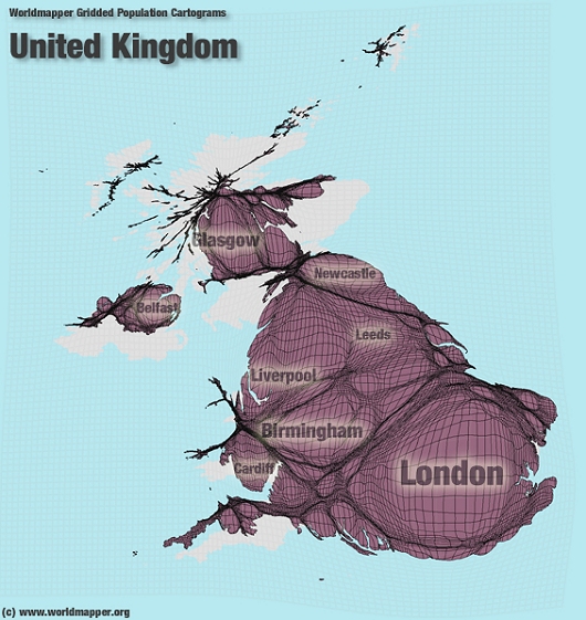 上から日本、中国、ロシア、イギリスの地図