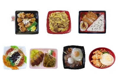 今回発売されるクルー弁当。上段左より、北海道:ザンギソース丼(450円)、東北:十和田バラ焼き弁当(498円)、関東:信州名物 山賊焼き弁当(530円) 下段左より、中部:イタリアン味噌カツ丼(498円)、近畿:ご当地!!B級グルメ対決弁当(加古川かつめしVS高砂にくてん)(480円)、中四国:焼豚玉子めし(498円)、九州:鳥人(ちょうじん)パワー弁当(450円)。"
