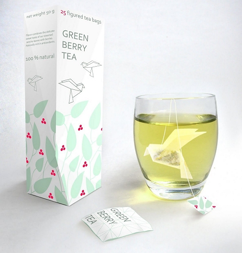 鳥の形をした緑茶のティーパック「Origami Tea」