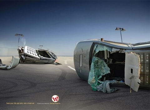 ↑ Wataniya Telecom - Cell Phone Car Crash - (2008) print, Kuwait