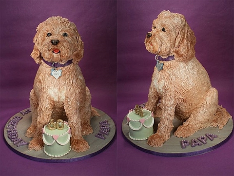 ↑ 父親の60歳の誕生日に作った、父が飼っている愛犬のケーキ
