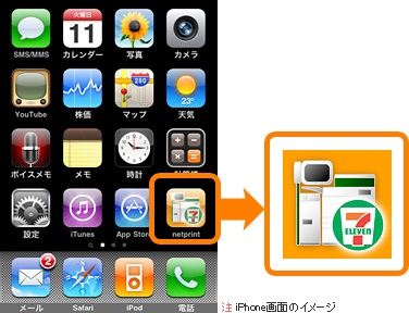 ↑ ネットプリント専用アプリケーションのアイコン（iphone向け）