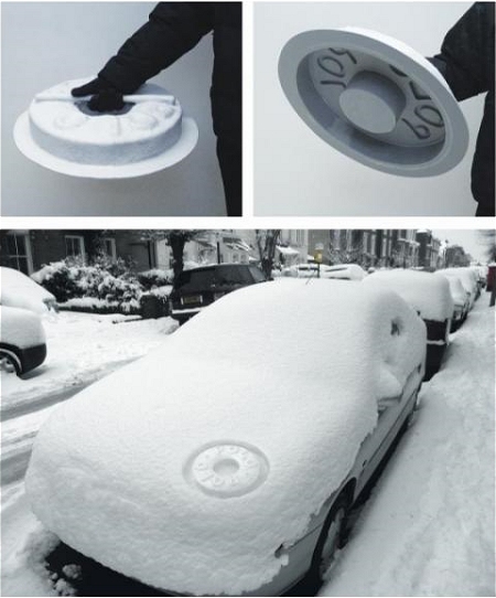 ↑ 上のような型を使って、下のような「雪が降り積もった場面」にプレス。すると……