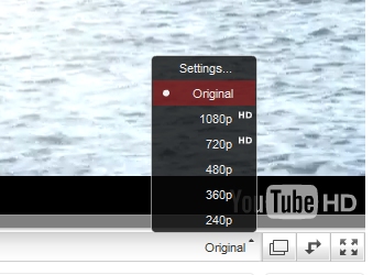 ↑ 進行バー右側にある動画品質選択のメニューで「Original」を選ぶ。画像右下のロゴが「YouTube HD」になるのが確認できる