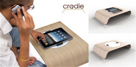 ↑ 回転皿付きの小型テーブル「Cradle」
