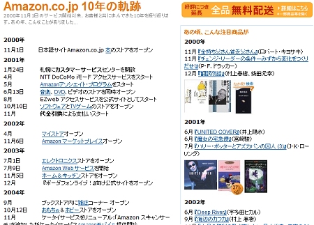 ↑ Amazon.co.jpの10年の軌跡