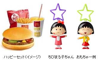 ↑ ハッピーセットと、ちびまる子ちゃんのおもちゃ一例