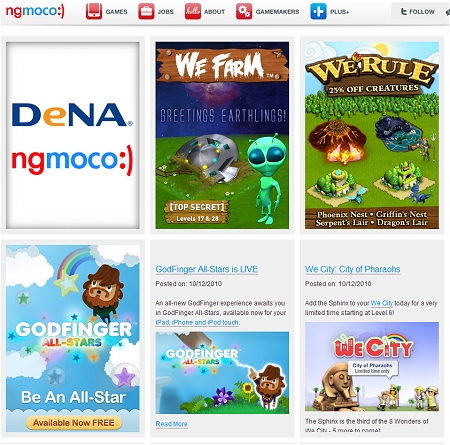 ↑ ngmocoの現在の画面。左上にDeNAとngmoco双方のロゴマークが見える
