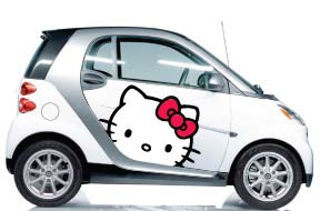 更新】公認なキティちゃん痛車!? 米軽自動車スマートでキティちゃんと