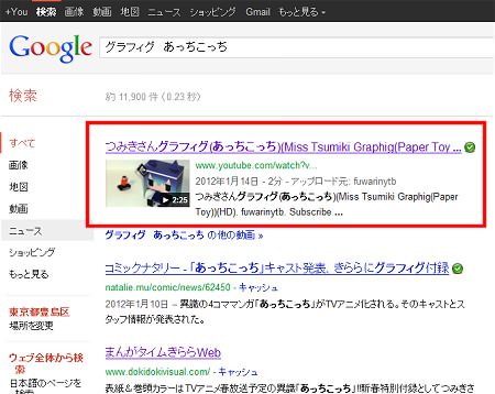 ↑ 先日投稿した、「まんがタイムきらら」のオマケ、「あっちこっち」の主人公・つみきさんのグラフィグ(紙模型)を紹介した動画