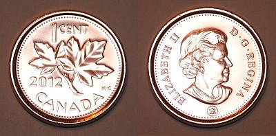 ↑ カナダ1セント硬貨