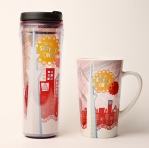 ↑ 東京スカイツリータウンタンブラー20oz(左)と東京スカイツリータウンマグ (550ml)(右)