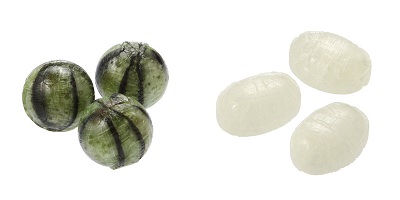 ↑ 塩すいかキャンディ(126円)と塩レモンキャンディ(126円)
