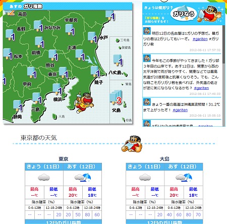 ↑ 各地域ごとに詳細な「ガリ天」も表示可能
