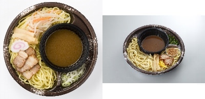 ↑ 左「仙台大勝軒監修 冷し野菜つけ麺」、右「つけめん舎 一輝監修冷し辛つけめん」