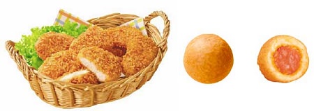 ↑ 商品実品。左は『冷凍 日清 チキンラーメンナゲット』、右は『冷凍 日清 ま-るいアメリカンドッグ』