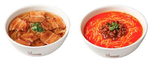 ↑ 肉そば(左)と坦々麺(右)