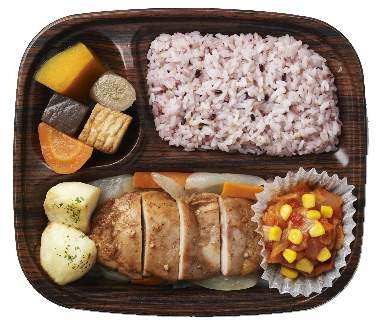 ↑ バーベキューチキンと七穀ご飯