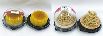 ↑ デザート2種、「えびすかぼちゃのスフレ」(左)と「和栗のモンブラン」(右)