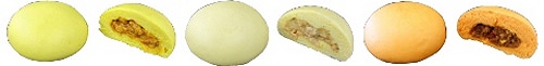 ↑ 左から「インドまん(タンドリーチキン味)」「イタリアまん(カルボナーラ味)」「メキシコまん(タコス味)」