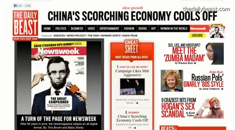 ↑ 本家Newsweekの完全デジタル化を伝えるThe Wall Street Journalの映像。