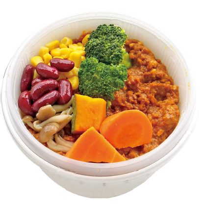 ↑ 鶏肉と大豆のまろやかキーマカレー