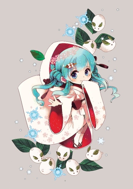 ↑ 2012年度版デザインの雪ミク「いちご白無垢Ver.」イメージイラスト