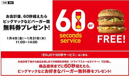 ↑ 「ENJOY!60秒サービス」キャンペーンイメージ