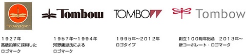 ↑ トンボ鉛筆のコーポレート・ロゴマークの歩み